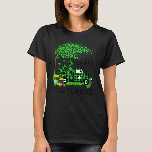 Daddy Lucky Charm Shamrock Graphic Truck St Patric T Shirt (Framsida)