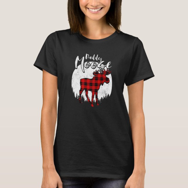 Daddy Moose Red Plaid Buffalo Matching Family Paja T Shirt (Framsida)