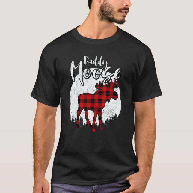 Daddy Moose Red Plaid Buffalo Matching Family Paja T Shirt (Framsida)