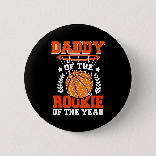 Daddy Of Rookie 1st Basketball Bday Theme Matching Knapp (Framsida)