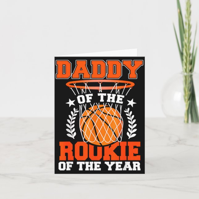 Daddy Of Rookie 1st Basketball Bday Theme Matching Kort (Framsida)