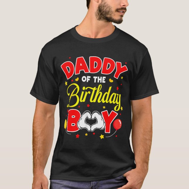 Daddy Of The Birthday Boy Matching Dad Son Family  T Shirt (Framsida)
