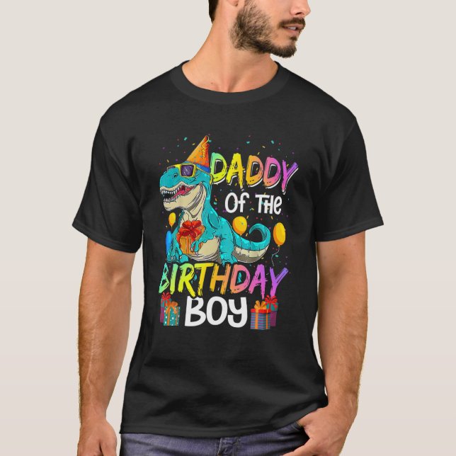 Daddy Of The Birthday Boy Matching Family Dinosaur T Shirt (Framsida)