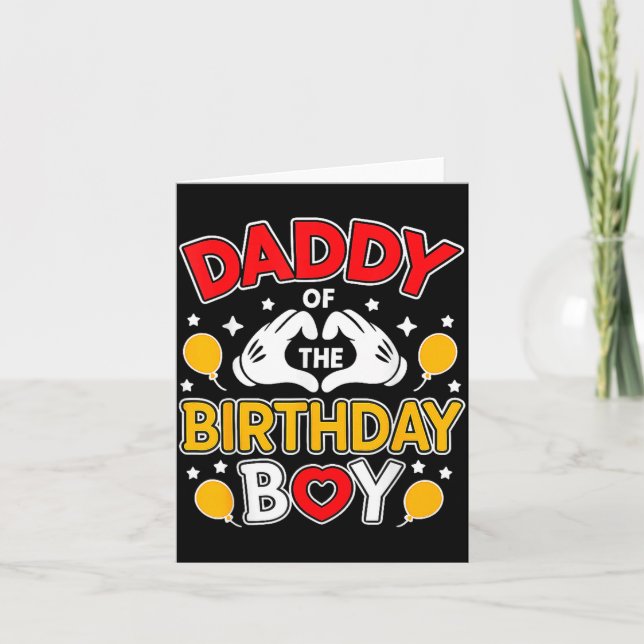 Daddy Of The Birthday Boy Shirt Matching Dad Son F Kort (Framsida)