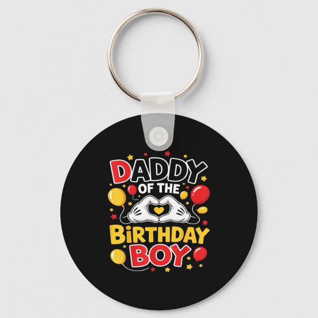Daddy Of The Birthday Boy Shirt Matching Dad Son F Nyckelring (Framsida)