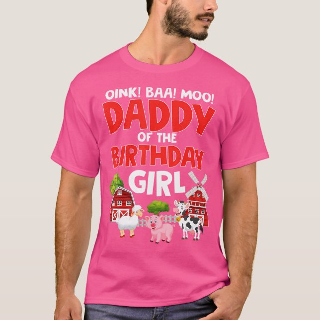 Daddy Of The Birthday Girl Farm Animals Tractor Pa T Shirt (Framsida)