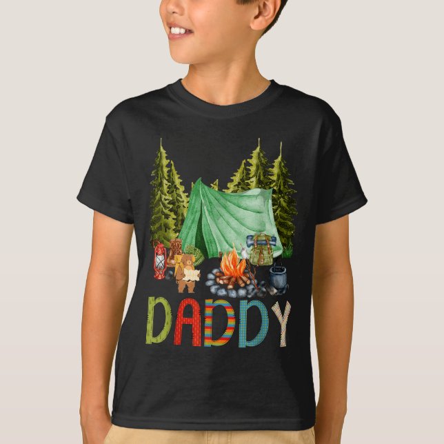 Daddy Of The Happy Camper 1st Birthday Bear Camng  T Shirt (Framsida)