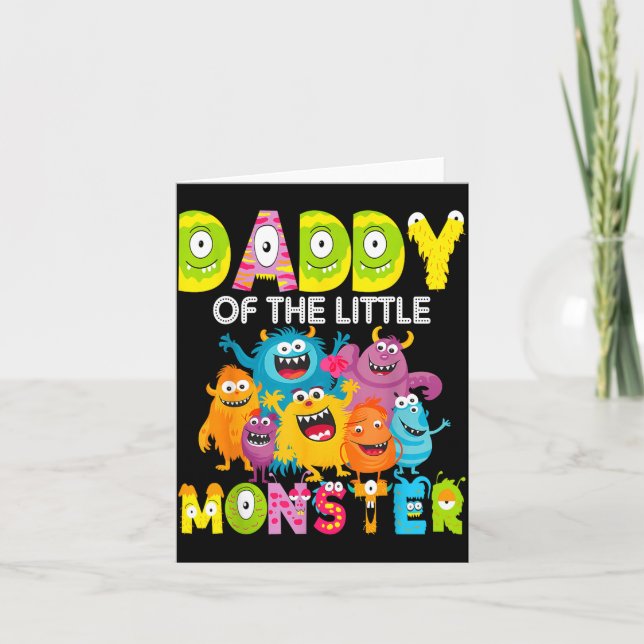 Daddy Of The Little Monster 1st Birthday Boy Party Kort (Framsida)