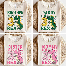 Daddy of the Three-Rex Matching Dinosaur Birthday T Shirt