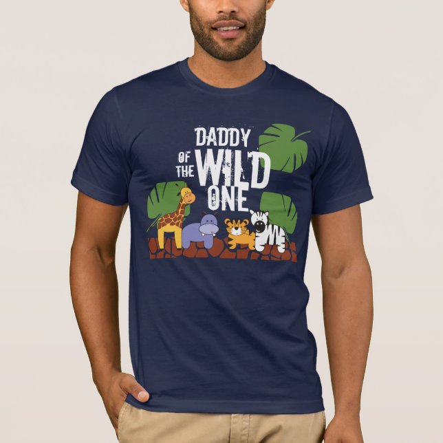 DADDY OF the VILD ONE Safari 1st Birthday Party T Shirt (Framsida)