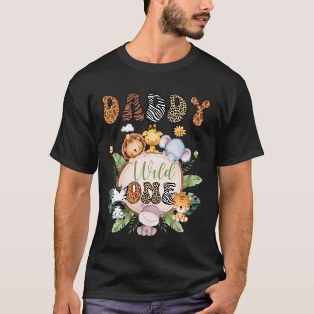 Daddy of The Wild One 1St Birthday Safari Animal L T Shirt (Framsida)