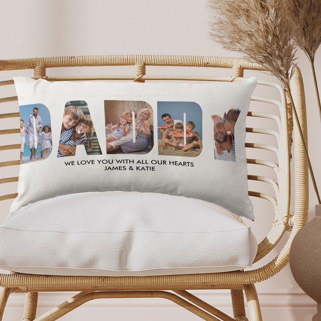 DADDY Photo Collage Bild Brev Cutout Lumbarkudde (Skapare uppladdad)