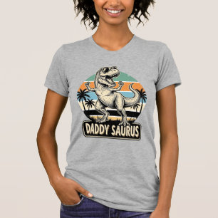 Daddy Saurus Retro Dinosaur Solnedgång T-Shirt Des