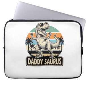 Daddy Saurus Retro Dinosaur Solnedgång T-Shirt Des Laptop Fodral