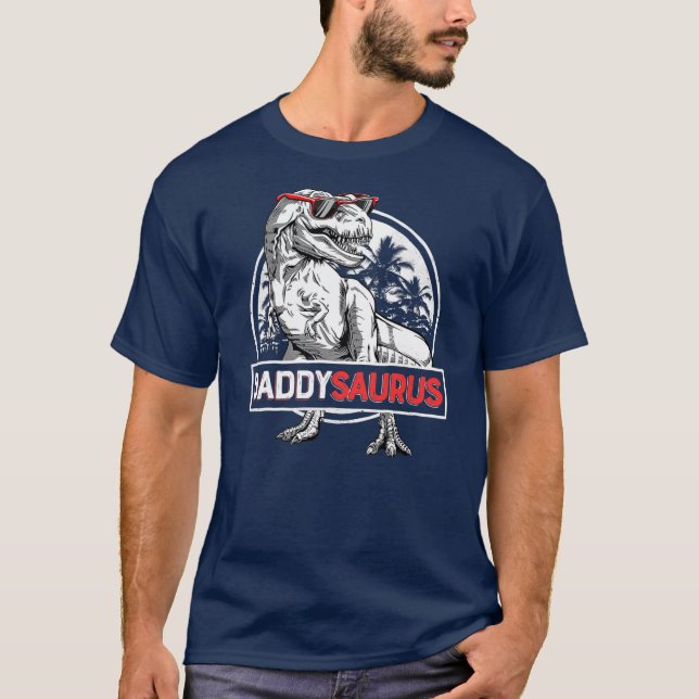 Daddy Saurus T rex Dinosaur Men Father's Day  T Shirt (Framsida)