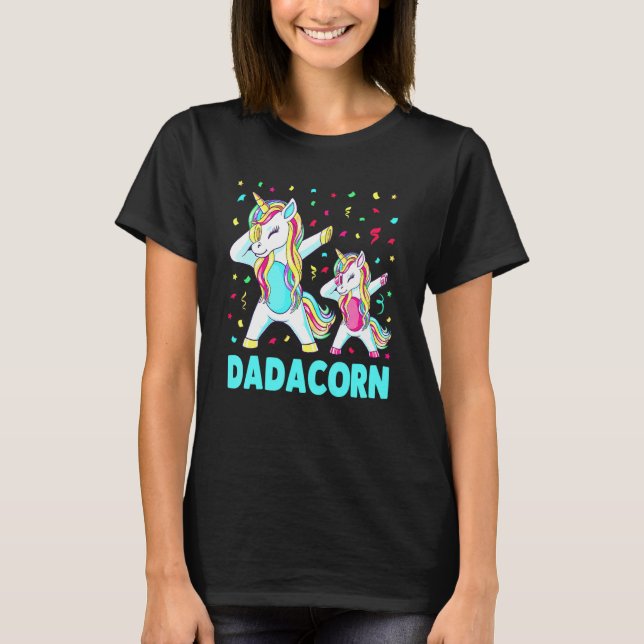 Daddy Unicorn Daddycorn Father's Day Dad Men Birth T Shirt (Framsida)