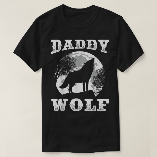 Daddy Wolf Moon Silhouette Design T Shirt (Design framsida)