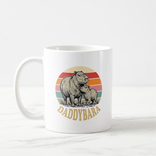 Daddybara Capybara Pappa Vintage Solnedgång Skjort Kaffemugg (Vänster)