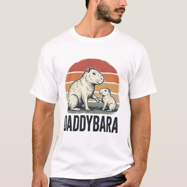 Daddybara Capybara Vintage Solnedgång Tröja Design (Framsida)