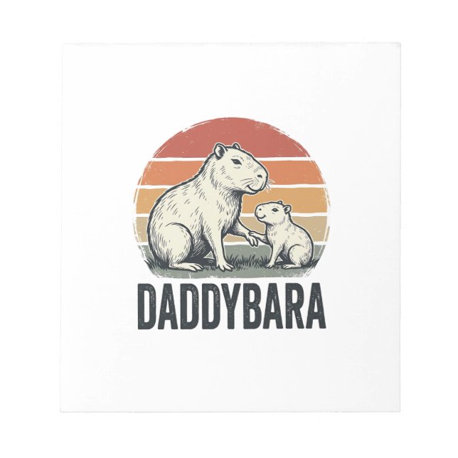 Daddybara Capybara Vintage Solnedgång Tröja Design Anteckningsblock (Framsida)