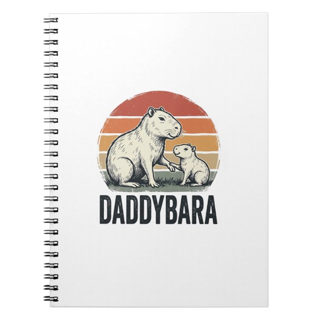 Daddybara Capybara Vintage Solnedgång Tröja Design Anteckningsbok (Framsidan)