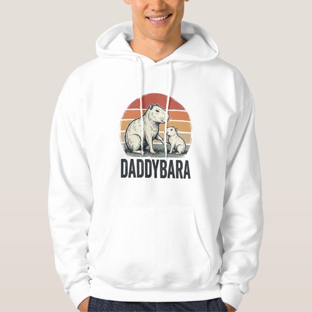 Daddybara Capybara Vintage Solnedgång Tröja Design Hoodie (Framsida)