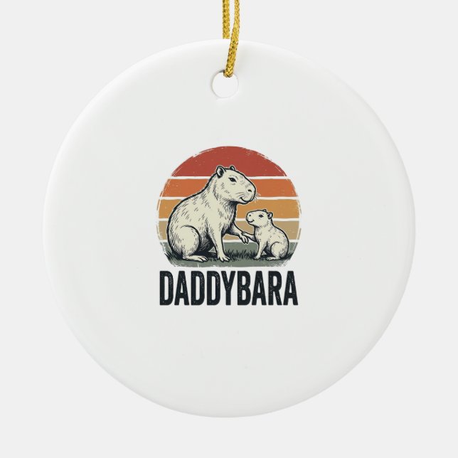 Daddybara Capybara Vintage Solnedgång Tröja Design Julgransprydnad Keramik (Framsidan)