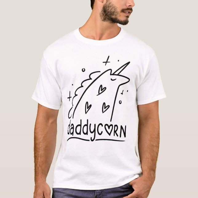 Daddycorn Funny Unicorn Pappa Fars dag Gift T Shirt (Framsida)