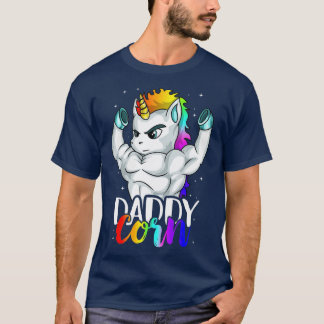 Daddycorn Unicorn Pappa Pappa Man-familjen T Shirt