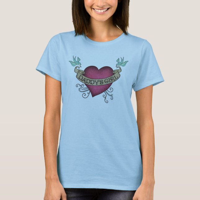 Daddys flicka HeartTattoo Tee Shirt (Framsida)