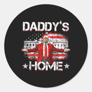 Daddys Home Trump Julafton 2024 Funny Trump Ta Ame Runt Klistermärke