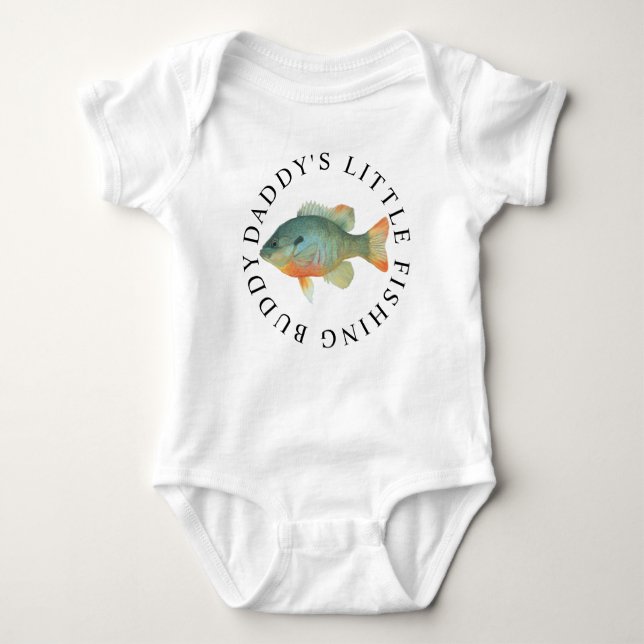Daddys Little Fishing Buddy Baby Bodykostym T Shirt (Framsida)