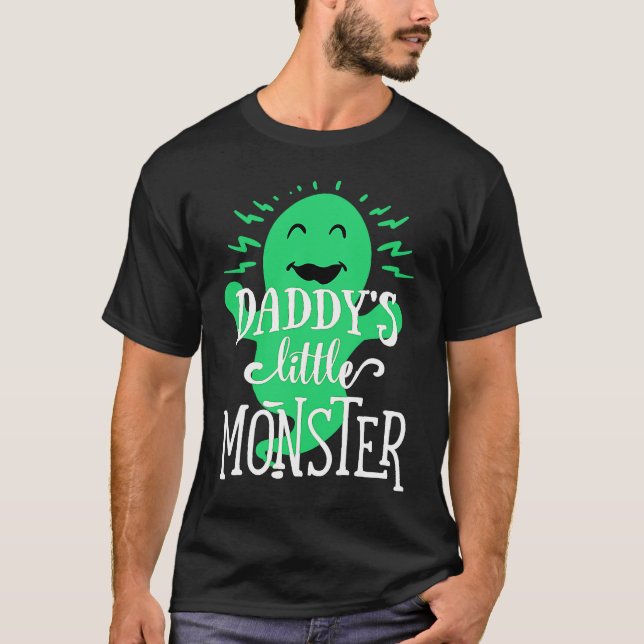 Daddy's Little Monster  Halloween  Green Ghost  1 T Shirt (Framsida)