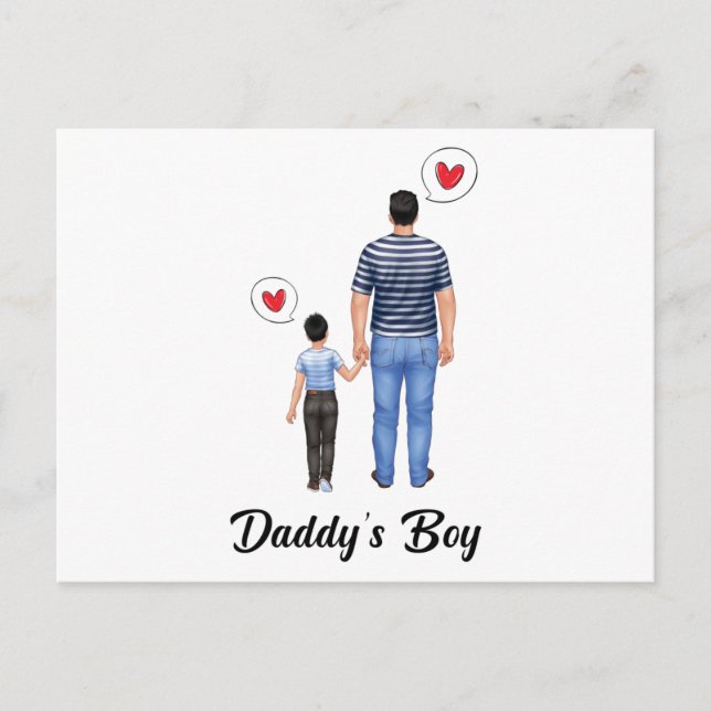 Daddys Little Prince Boy Fars dag Kärlek Inbjudan Vykort (Framsida)