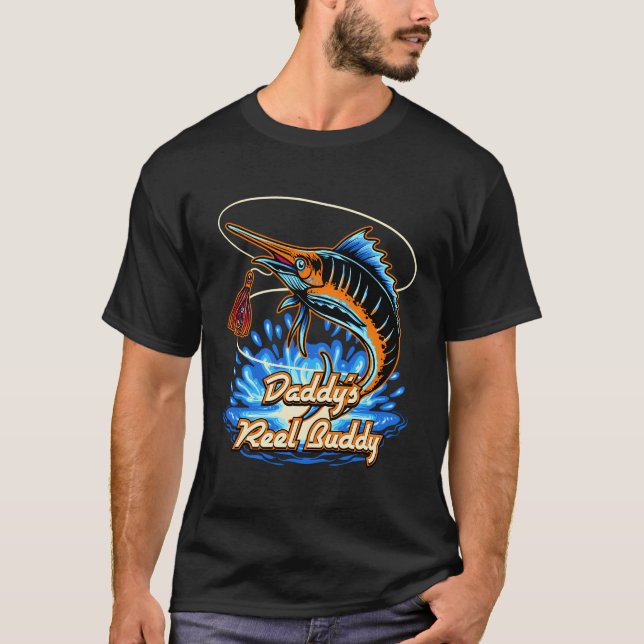 Daddys Reel Buddy Fisherman Far Hob Pappa T Shirt (Framsida)