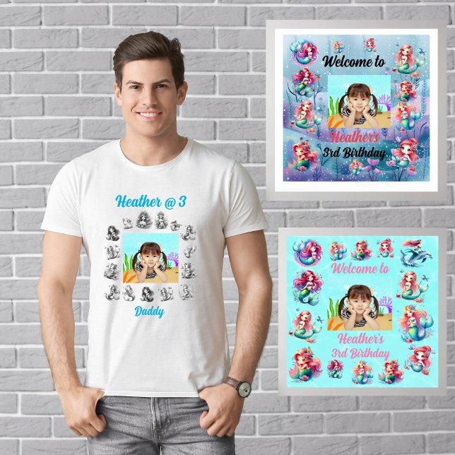 Daddys T shirt för barn Birthday Sjöjungfruars Tem (Skapare uppladdad)