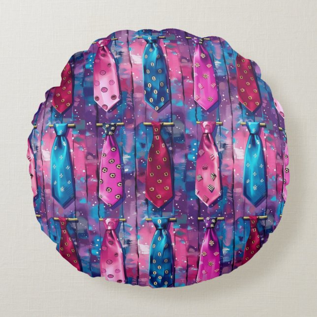 Daddy's Ties Round Cotton Throw Pillow Rund Kudde (Framsidan)