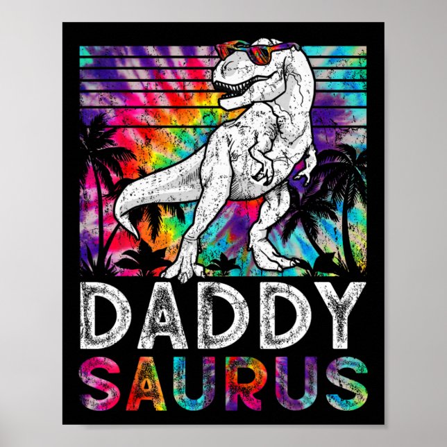 Daddysaurus Dinosaur Pappa Saurus Familj Matchande Poster (Framsidan)
