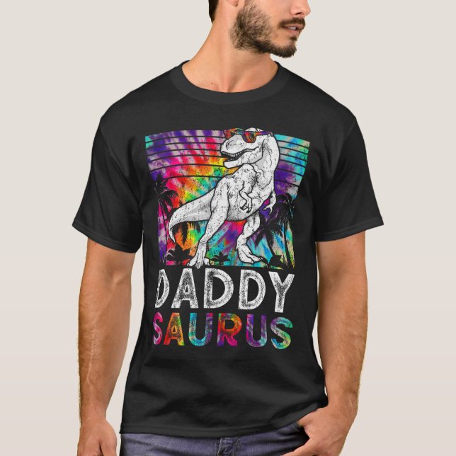 Daddysaurus Dinosaur Pappa Saurus Familj Matchande T Shirt (Framsida)