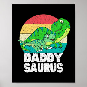 Daddysaurus Dinosaur Pappa T Rex Baby Dino Familj Poster