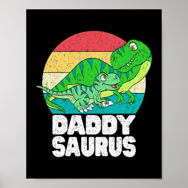 Daddysaurus Dinosaur Pappa T Rex Baby Dino Familj Poster (Framsidan)