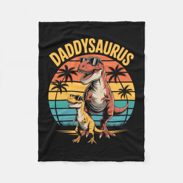 Daddysaurus Dinosaur Sommar Fars Dag Fleecefilt (Framsidan)