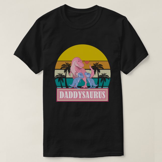 DADDYSAURUS Dinosaur T-Rex Fars dag T Shirt (Design framsida)