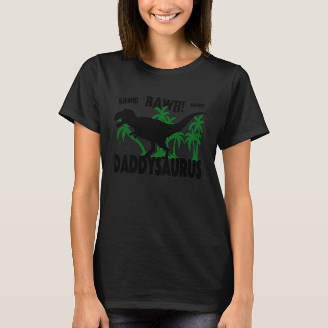 Daddysaurus dinosaur t rex for födelsedagsfest fam shirt (Framsida)