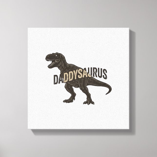 Daddysaurus Dinosaur Vintage Engraving Shirt Desig Canvastryck (Framsida)
