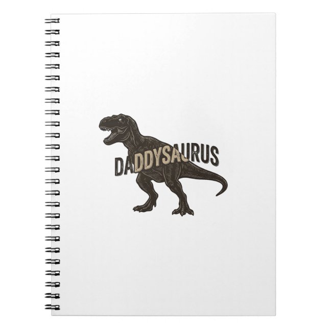 Daddysaurus Dinosaur Vintage Gravyr T-Shirt Design Anteckningsbok (Framsidan)