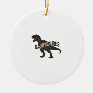 Daddysaurus Dinosaur Vintage Gravyr T-Shirt Design Julgransprydnad Keramik