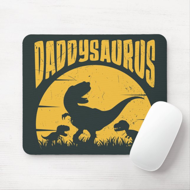 Daddysaurus Dinosaurs Far Pappa Black Gult Musmatta (Med mus)