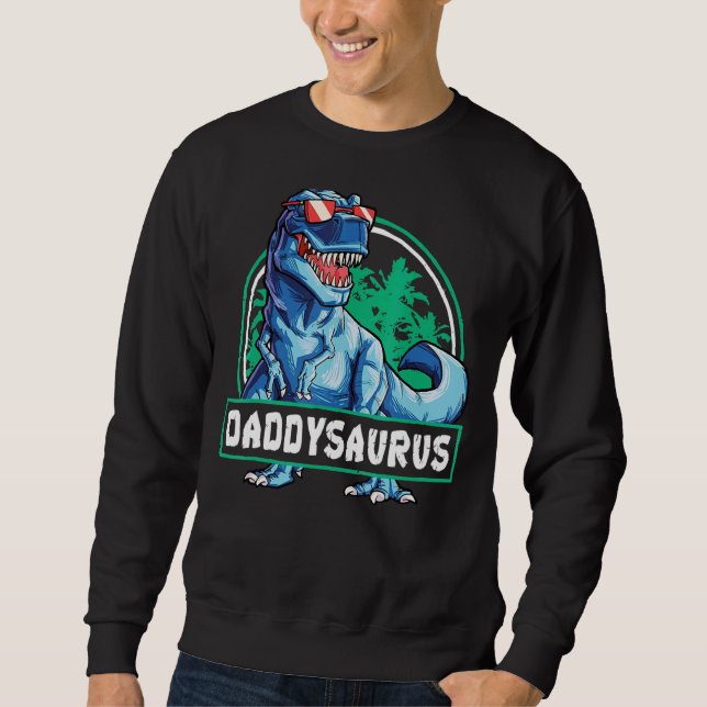 Daddysaurus Fars dag Rex Dinosaur Daddysaurus M Lång Ärmad Tröja (Framsida)