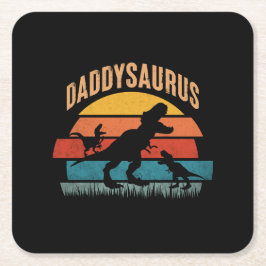 Daddysaurus - Funny Dinosaur Pappa Gift Underlägg Papper Kvadrat